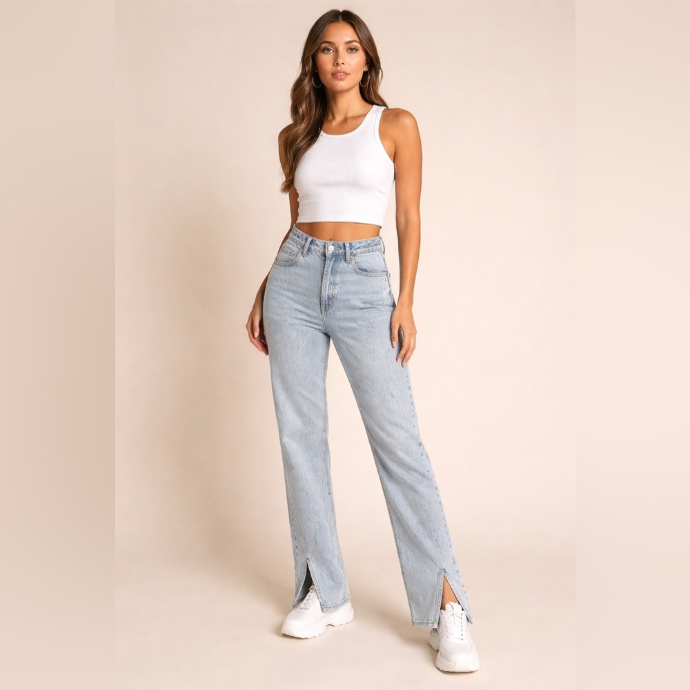 Fashion Nova Light Blue Straight Leg Jeans